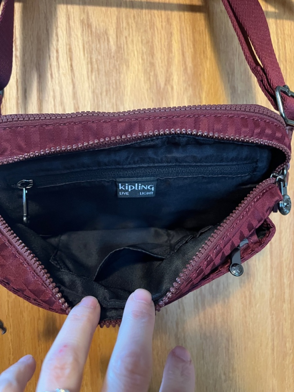 Kipling Deep Wine Quilted Crossbody Bag - Picture 6 of 10